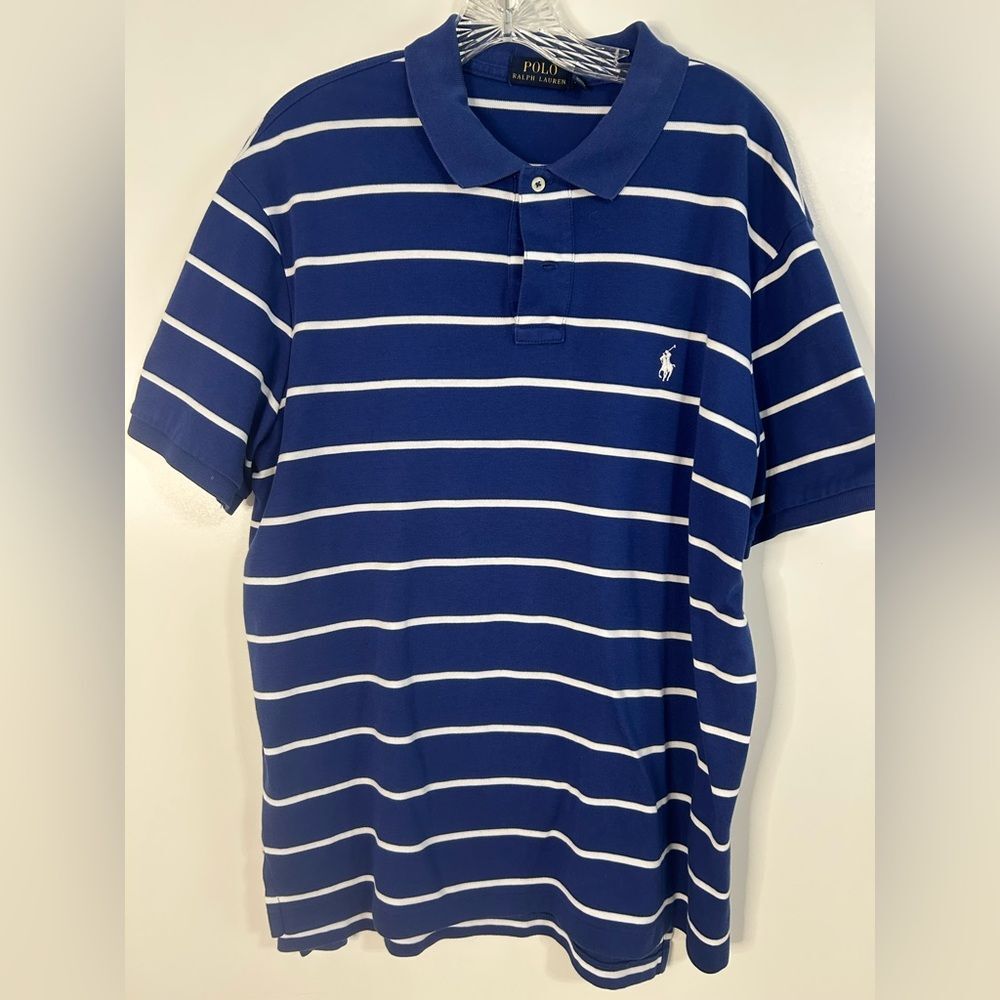 Ralph Lauren Blue and White Striped Polo Shirt